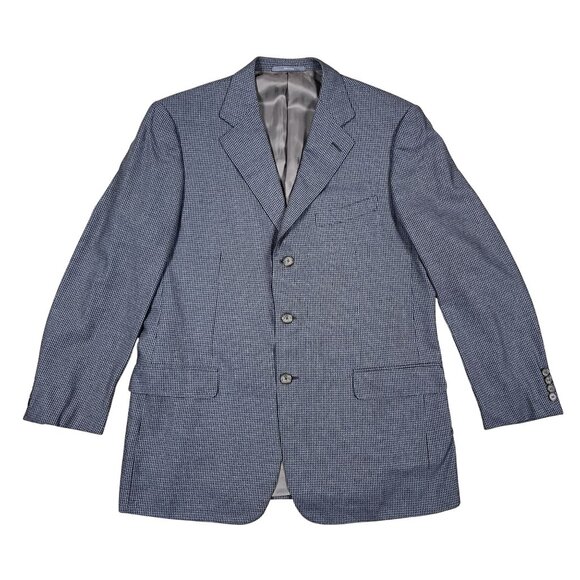Ermenegildo Zegna 3 Button Wool & Silk Blue & Brown Sports Coat Blazer Size 44R - Picture 1 of 10